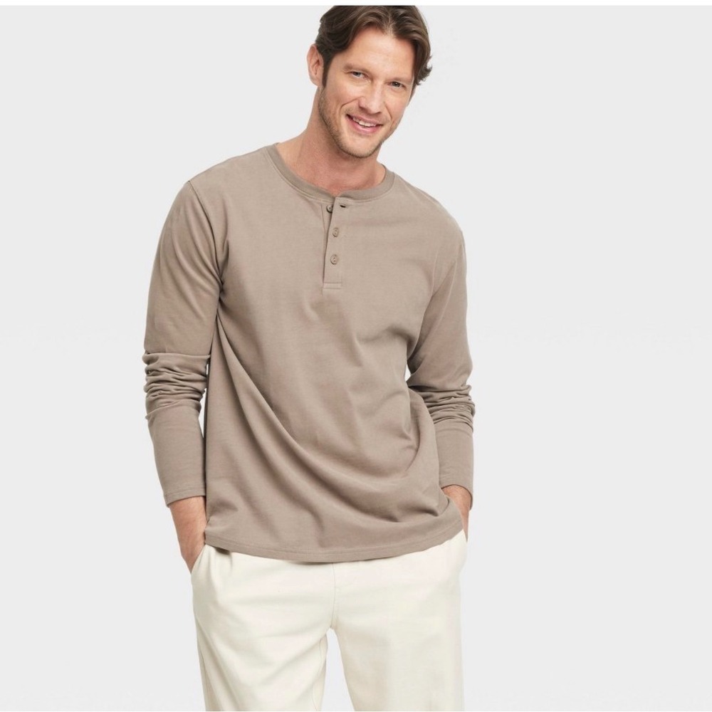 Goodfellow & Co‎ Vintage Long Sleeve Henley Brown XXL Cotton NWOT